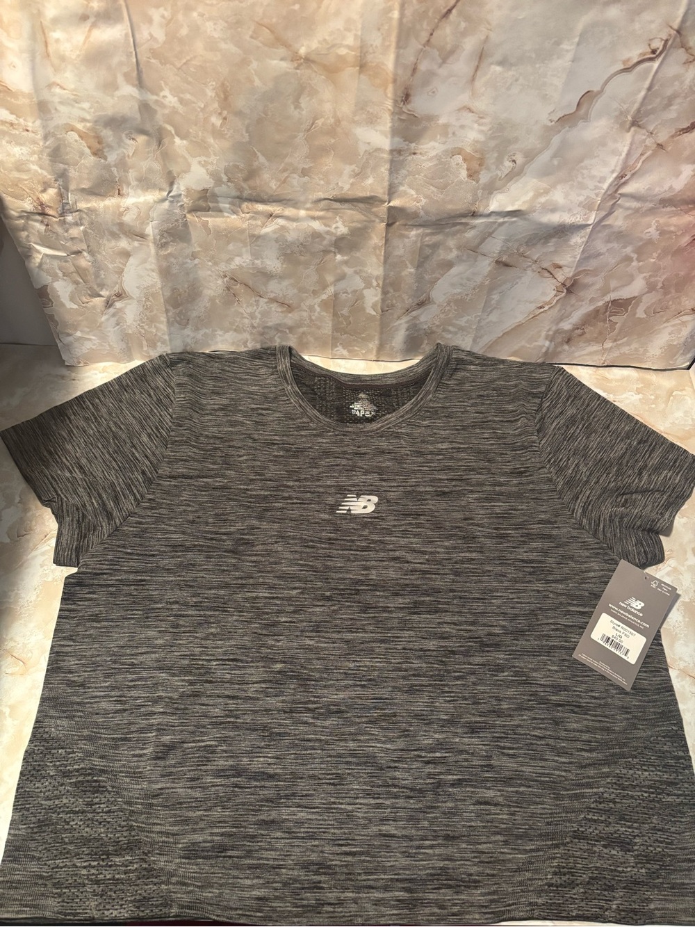 New Balance women’s Charcoal Heather Short-Sleeve Performance Tee